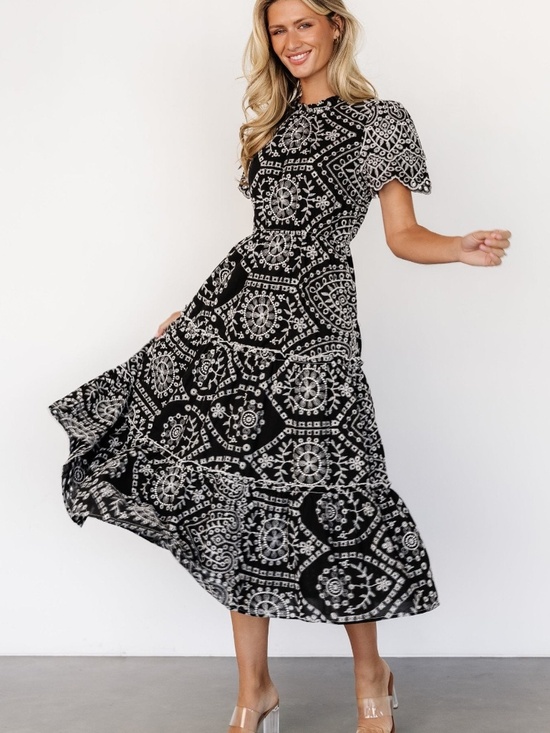 Baltic Born Mirabel Eyelet Midi Dress | Black + White Size 3XL3XL - Picture 4 of 5